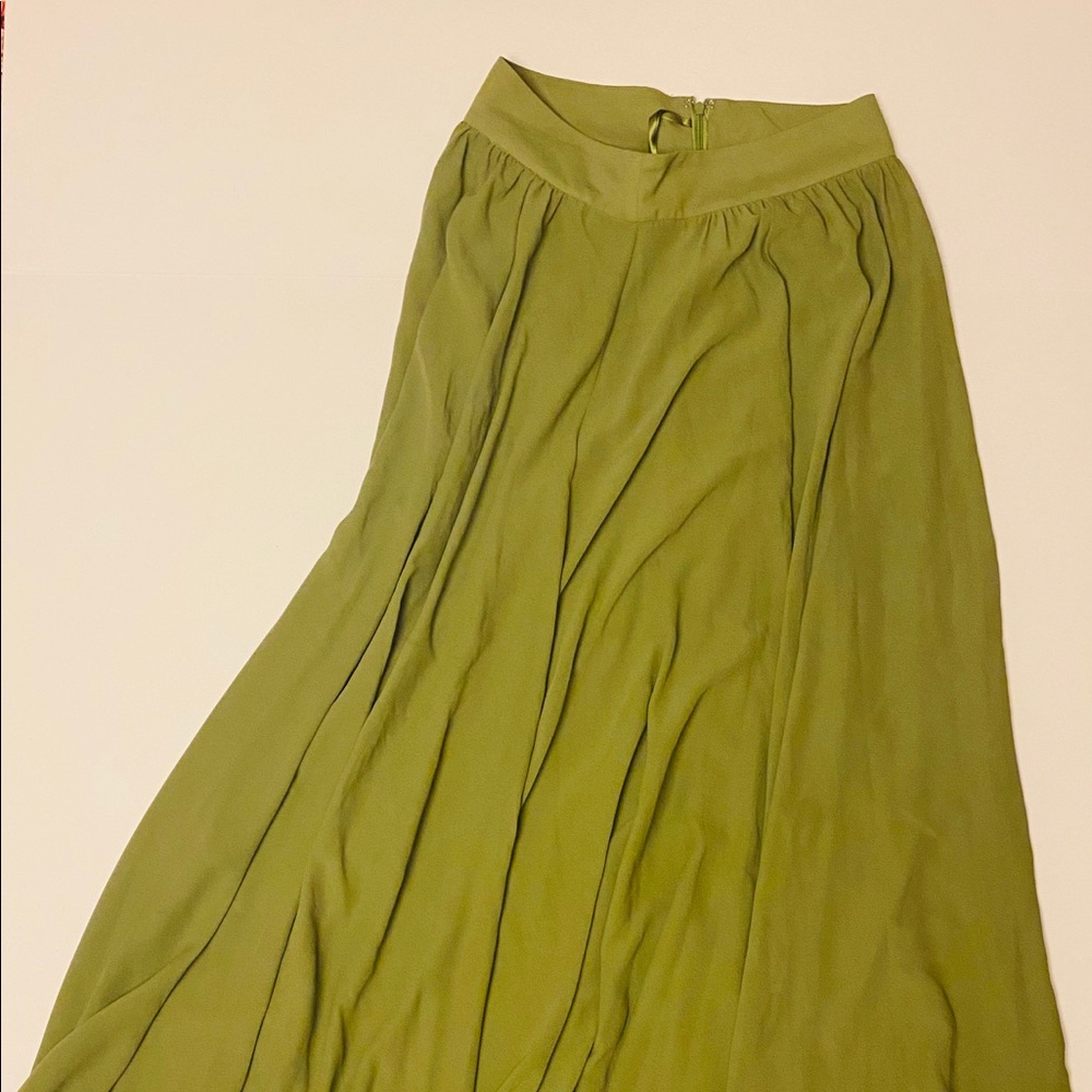 Anthropologie green chiffon flowy maxi skirt